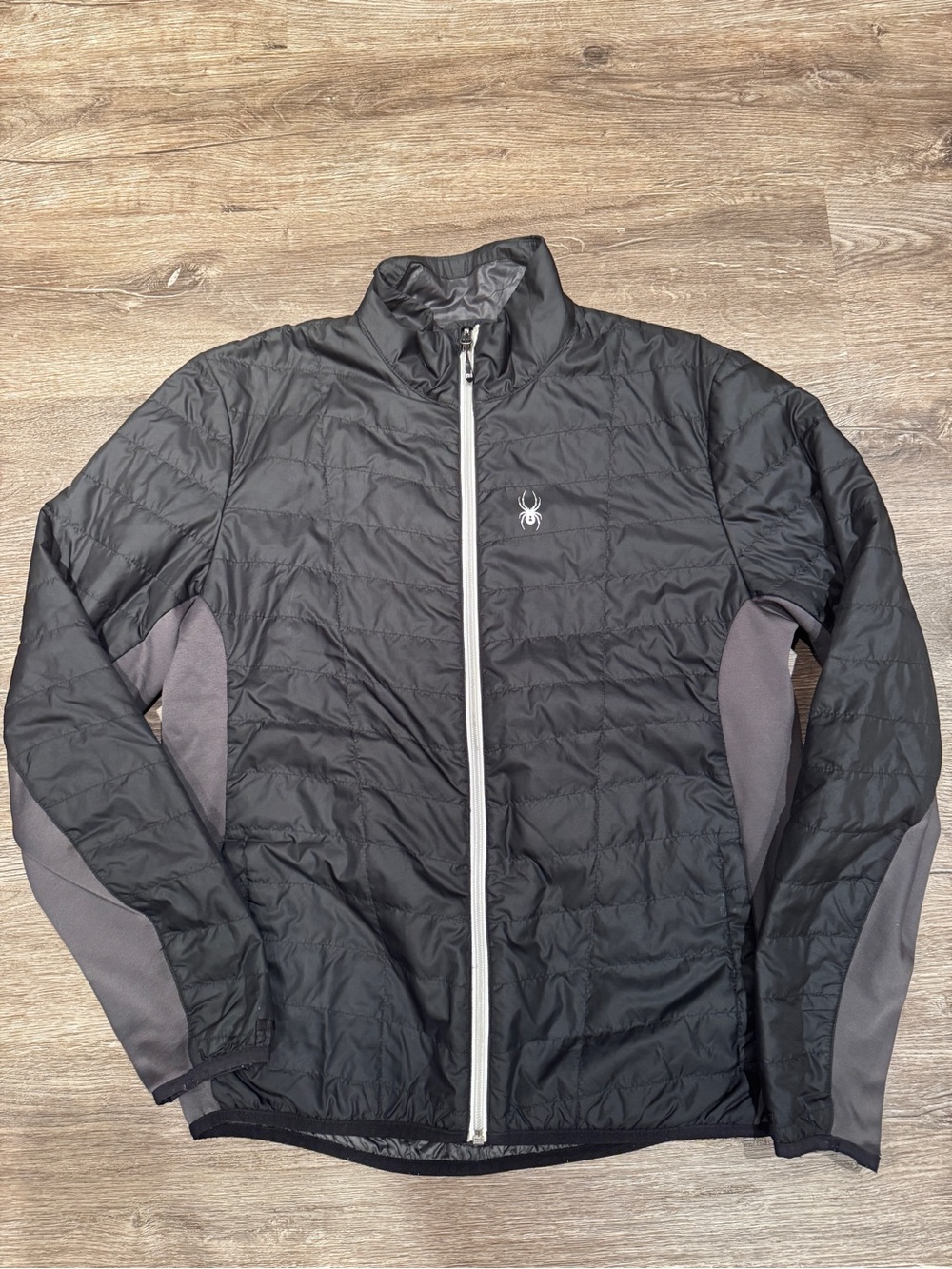 Spyder Black Lightweight Quilted Jacket with Gray Panels